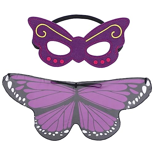 ifundom 1 Satz Schmetterlingsflügel-umhang Schmetterlingsflügelschal Mit Maske Feenkostüm Für Damen Schmetterlingsflügelfeenschal Flügel Cosplay Zubehör Mädchen Violett Marienkäfer Chiffon von ifundom