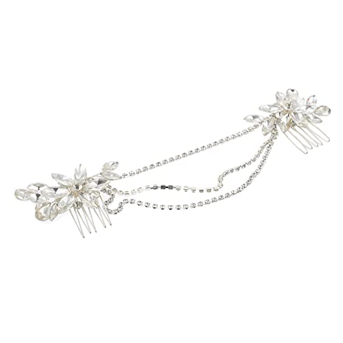 ifundom 1stk Doppelter Haarkamm Hochzeit Kristallhaarkamm Haarschmuck Zur Hochzeit Kristall-strass-haarkamm Schmuck Aus Haarnadeln Kristalldekor Weiß Strasssteine Zubehör Braut Französisch von ifundom