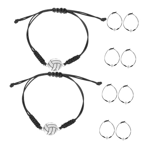 ifundom 10 Stück Teiliges Volleyball-armband- Verstellbare Handgefertigte Sport-wickelarmbänder mit Volleyball-anhänger Geflochtene Freundschaftsbänder für Teenager Mädchen Jungen und von ifundom