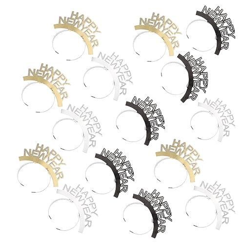 ifundom 15st Stirnband Glitzernde Stirnbänder Weihnachtsstirnbänder Neujahr Kopfschmuck Tiara Des Neuen Jahres Silvesterparty Party-stirnbänder Neujahrsparty Goldene Karte Papier Abstauben von ifundom