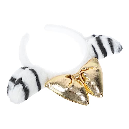 ifundom 1stk Stirnband Dschungeltier-cosplay Cosplay-party-haar-accessoire Diademe Für Mädchen Plüsch-leoparden-haarreifen Stirnbänder Mit Katzenohren Stoff Krawatte Modellieren Kind Weiß von ifundom