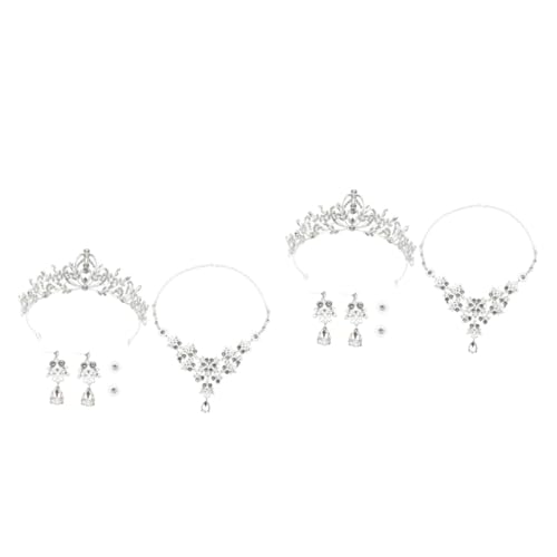 ifundom 2 Sätze Brautkrone Haarschmuck Für Die Braut Brautkopfschmuck Für Die Hochzeit Braut-schmuckset Gothic Modeschmuck Mode-ohrringe Legierung Dreiteiliger Anzug Damen Empfindlich von ifundom