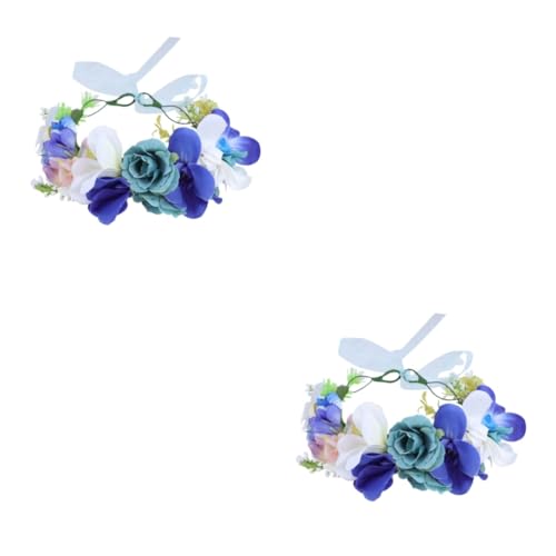 ifundom 2 Stk Festival Stirnbänder Frauen Blumenkranz Halo Floraler Kopfschmuck Haarband Stirnband Mit Blumengirlande Kopfschmuck Hochzeit Braut Combo-platte Rose von ifundom