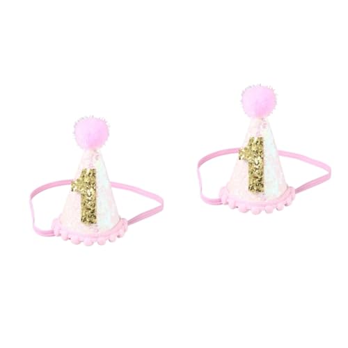 2 Stk partyhüte kinder baby haarschmuck geburtstagshüte Baby Geburtstagsmütze Kinderparty Hut baby hair accessories geschenk Haarball Geburtstagshut Requisiten Stirnband Kleine von ifundom