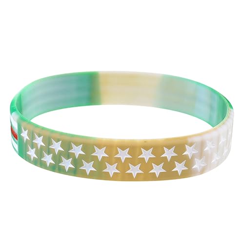 ifundom 2 Stück American Independence Day Memorial Armbänder mit US Flaggenmotiv Verstellbare Präsidentenwahl Cheer Accessoires Khaki und Grün für Damen Herren Erwachsene von ifundom