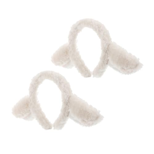 ifundom 2stücke Schafohren-stirnband Für Weichem Plüschmaterial Cartoon- -ohr-haarband Süßes Kostüm-stirnband Mit Tiermotiven von ifundom