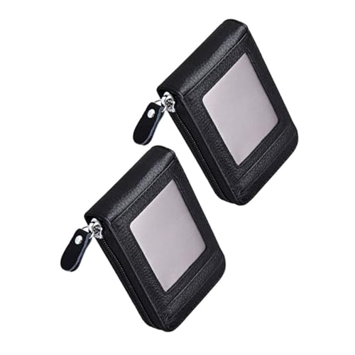 ifundom 2stücke Cowhide Kreditkartenetui Mit Reißverschluss Schlankes Und Kompaktes Design Für Und Anti-diebstahl Kartenorganizer Mit Mehreren Fächern von ifundom