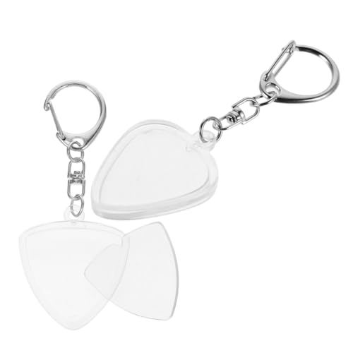 ifundom 2 Stück Teiliges Gitarrenplektrenhalter Transparenter Gitarrenplektrum Organizer mit Schlüsselanhänger Gitarrenform Pick Case Leicht und Kompakt für Musiker Unterwegs und Täglichen von ifundom