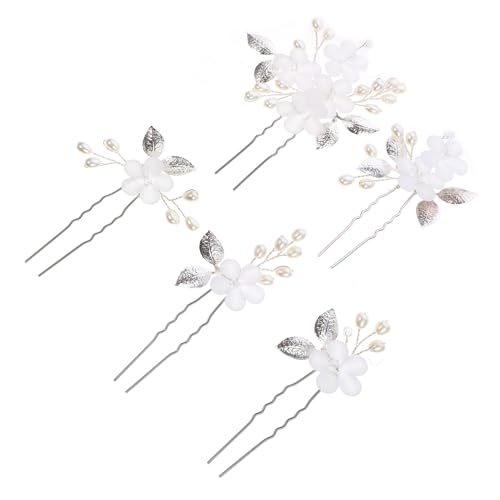 ifundom 20 Stk Hochzeit U-förmige Haarspange Hochzeit Haarnadeln Blumenhaar Haarnadel Haarperlen Haarspange Haarschmuck Blumenkopfschmuck Mädchen Brötchen Weiß Braut Harz von ifundom