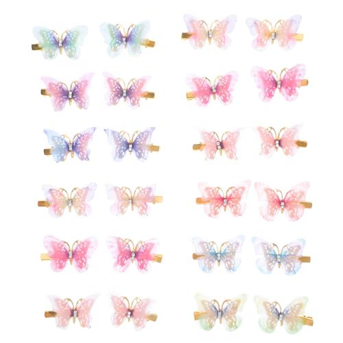 ifundom 24 Stück Haarspangen Mit Schmetterlingsmotiv Netzstoff Glitzernde Haarklammern Süße Kopfbedeckungen Accessoires Für Teenager Frauen Mädchen Hochzeit Und Schulanfang von ifundom