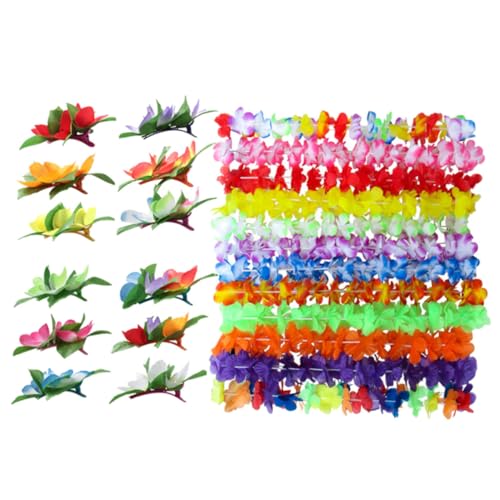 ifundom 24stücke Hawaiian Leis Haarset Teilig Kunstblumen-haarspangen Set Mit Hibiskus Tropische Deko Für Luau-feiern Strandpartys Und Kostümveranstaltungen Gemischte Farben Für von ifundom