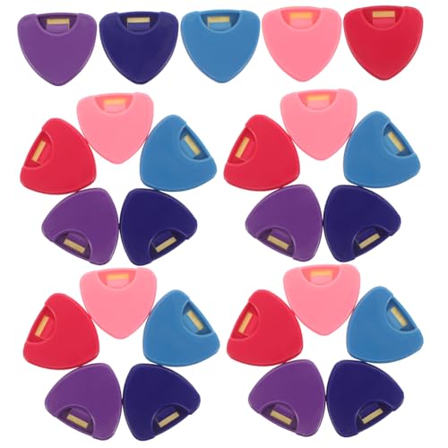 ifundom 25 Stück Teiliges Mini Plektrum Etui Gitarren Plektrenhalter Dreieckiger Organizer Tragbarer Pick Case für Banjo Bass Ukulele Zubehör in Farben von ifundom