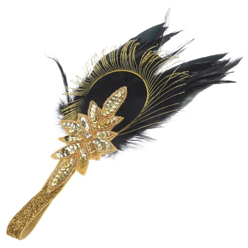 ifundom 2st Hochzeits-feder-stirnband 1920er Flapper-haarband Vintage Kopfbedeckung Aus Den 20er Jahren Perlenstirnband Für Frauen Halloween-feder-kopfschmuck Damen Kunstfeder Gatsby Pfau von ifundom