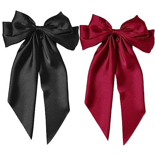 ifundom 2stücke Große Haarschleifen Haarspangen Für Frauen Satin Haarclips Und Weinrot Für Dickes Haar Haarschmuck Für Elegante Styles Und Besondere Anlässe von ifundom