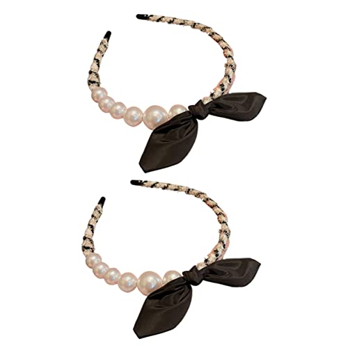 ifundom 2st Perlenstirnband Perlenhaarband Verknotet Schleife-stirnband Kopftuch Für Frauen Mädchen Stirnband Perlenstirnbänder Perlenkopfband Tiara Hase Damen Imitationsperlen Haarschmuck von ifundom