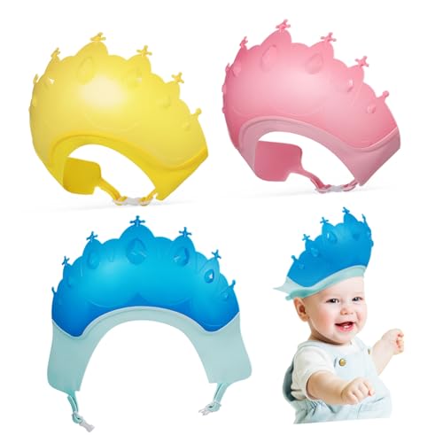 ifundom 3 Stück Teiliges Wasserdichte Duschhaube mit Verstellbarem Ohrenschutz Leichtes Haarwaschschutzschild für Junge Mädchen und Kleinkinder Sicherer Schutz bei Haarwäsche zu Hause und von ifundom