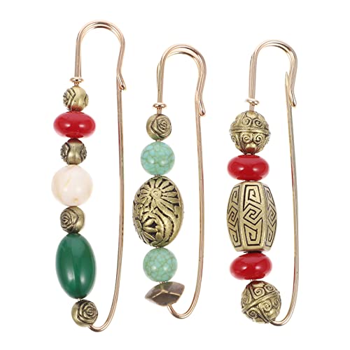 ifundom 3 Stück Vintage Perlenbrosche Retro Brustbrosche Legierung Sicherheitsnadeln für Strickjacke Pullover Corsage Frauen Kleidung Dekoration von ifundom