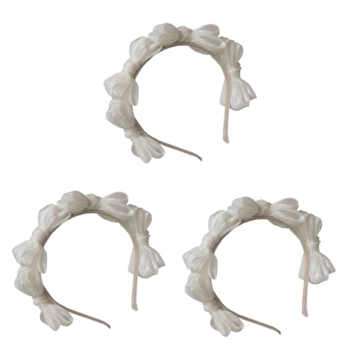 ifundom 3st Schleife Stirnband Haarbänder Für Damen s Haarreifen Für Frauen Schleifenstirnbänder Für Frauen Retro-stirnband Knoten Haar Satin-turban Haarteil Weiß Fräulein Stoff Jahrgang von ifundom