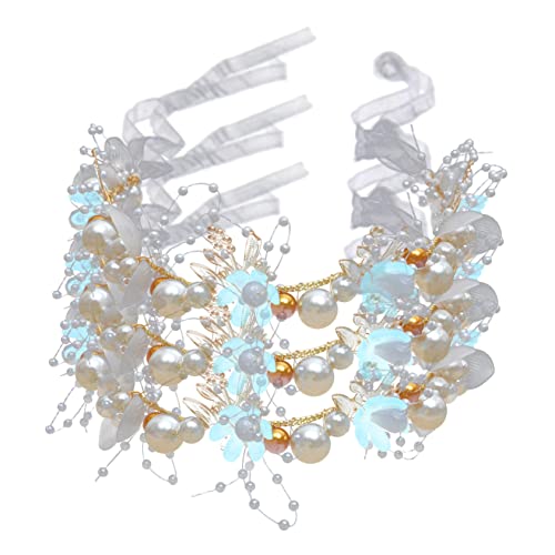 ifundom 3st Blatt-haarband Hochzeits-haarrebe Blumen-perlen-stirnband Haarschmuck Für Frauen Haarpflegezubehör Kristall-stirnband Für Mädchen Brauthaarschmuck Fräulein Krone Die Blumen von ifundom