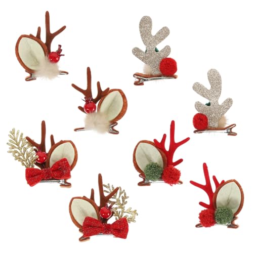 ifundom 4 Paare Süße Geweih-Kopfschmuck-Haarnadel Geweih Haarschmuck Weihnachtsgeweih Haarspange Zubehör Forderung Dekorationen Spaß Party-Haarspangen Haarschmuck für den Urlaub Tuch von ifundom