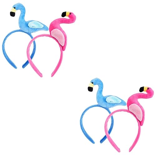 ifundom 4 Stück Flamingo-stirnband Luau-gastgeschenke Hawaii-kostümzubehör Flamingo-kopf-bopper Flamingo-haarband Tierischer Kopfschmuck Luau-party-stirnbänder Ohr Mädchen Plastik Haarteil von ifundom