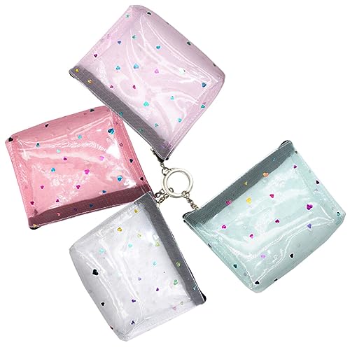 ifundom 4 Stück Damen-geldbörse Mit Reißverschluss Geldbörse Für Damen Transparenter Kartenhalter Mini-wechseltasche Mini-Make-up-Tasche Visitenkartenetui Kleine PVC Liebe Mädchen Netz von ifundom