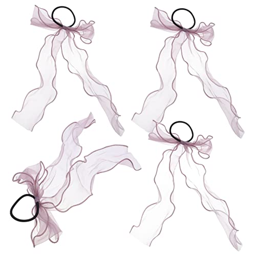 ifundom 4 Stück Krawatte Haargummis Für Mädchen Mit Schleife Haarseil Mit Schleife Süße Haargummis Schleifen-haargummis Für Schleife Haarseil Elastisch Organza Kind Kopfbedeckung Violett von ifundom