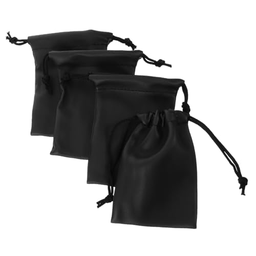 ifundom 4 Stück Mikrofonbeutel Tragbare PU Mikrofon Tragetasche Mini Organizer mit Zugband für Einfachen Transport Spritzwassergeschützt und Staubdicht für Reisen und Aufnahmen von ifundom