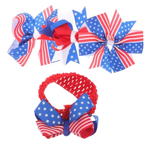 ifundom 4 Stück Teiliges Haarschmuck mit Schleifen Stilvolle Independence Day Haarspangen Weiche Stoff Bowknot Haarklammern Geeignet für Mädchen und Festliche Anlässe von ifundom
