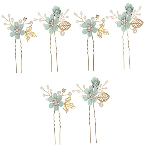 ifundom 6 Stück Stoff Clip Blume Kristall Schmuck Vintage U-Haarnadeln Haarnadeln Party Haarspange Haarknoten Zubehör Strass Hochzeit von ifundom