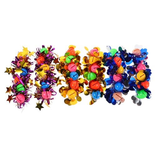ifundom 6 Stück Teiliges Cheerleading Handblumen mit Glitzer-armbändern und Glocken Tanz Sportveranstaltungs-accessoires für Kindergarten Herz- Stern Perlen-glocken Design von ifundom