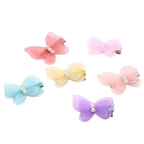 ifundom 8stücke Haarspangen Mit Chiffon Schleife Und Perlen Bunte Clips Für Mädchen Für Täglichen Gebrauch Und Besondere Anlässe Zufällige Farben von ifundom