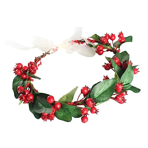 ifundom Beerenkranz Tiara Blumenkranz Weihnachtstürkranz scrunchis haarschmuck für damen kopfschmuck Stirnband mit Beerengirlande Kopfbedeckung Hochzeit Haarring reisen Stoff von ifundom