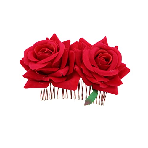 ifundom Blumenkamm Hochzeit Rose Verrückt Floraler Haarschmuck Für Bräute Floraler Haarkamm Haaraccessoires Haarschmuck Für Kinder Blumenkranz Braut Rosen Haarnadel von ifundom