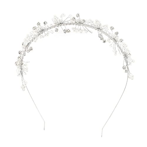 ifundom Blumenmädchen Hochzeit Stirnband Mädchen Prinzessin Hochzeit Stirnband Baby Mädchen Verbeugt Sich Haarschmuck Hochzeit Haarband Kristallperlen Kind Kleid Haarteil Weiß von ifundom