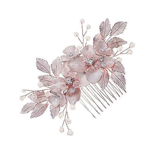 ifundom Braut Hochzeit Tiara Haarkämme Mit Brautblumen Braut Haarkamm Roségold Hochzeitshaarschmuck Für Bräute Brautblumenkamm-clips Haarperlen Kristall Strasssteine Brautjungfer Abs von ifundom