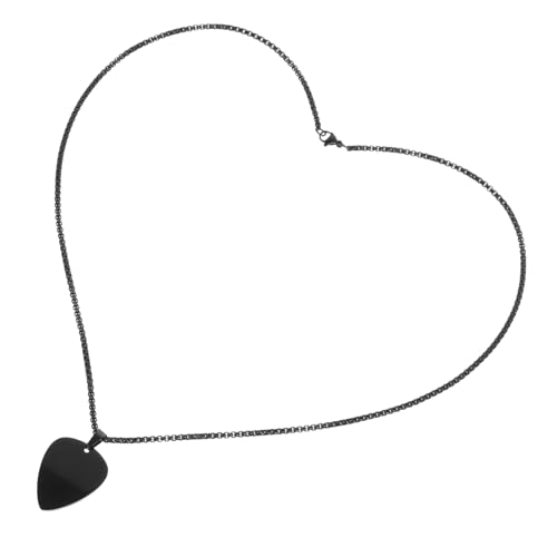 ifundom Edelstahl Gitarren Plektrum Anhänger Halskette für Mädchen und Frauen Schwarzer Herz Pick Modische Halskette mit Feiner Verarbeitung Langlebiger Schmuck für Alltag und Party von ifundom