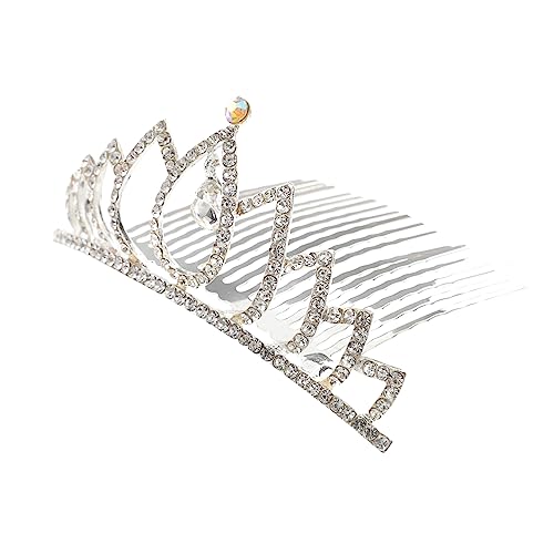 ifundom farbige Strasskrone Hochzeitsschmuck haar spangen Brautkamm Tiara-Clip für Kinderkamm Haarschmuck Krone Clip Braut Diadem Kamm schmücken Weiß von ifundom