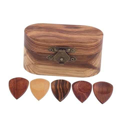 ifundom 6 Stück Gitarrenplektren Aus Holz Mit Aufbewahrungsbox Akustikgitarrenplektren-Organizer-etui Für Die Reisepraxis von ifundom
