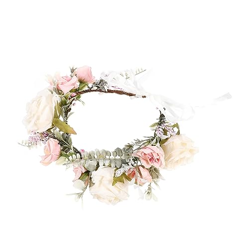 ifundom Kranz Tiara Rosa Stirnband Rosafarbenes Haarband Hochzeit Haarkranz Hochzeits-haargirlande Hängender Weihnachtskranz Halo-haarkranz Der Brautjungfer Hawaii Blumen Stoff Baby von ifundom