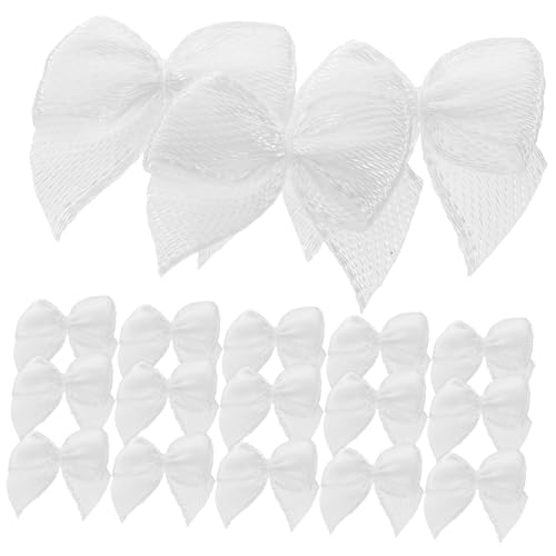 ifundom 60-teiliges Handgefertigtes Haarschleifen-set Weiße Mini-satinschleifen Schleifen-ornamente Für Mädchen Für Geburtstage Babypartys von ifundom