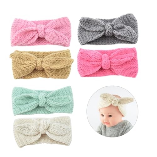ifundom 6-teiliges Baby-stirnband-set Für Mädchen Gehäkeltes Kopftuch-set Weicher Strick-turban Für Lockiges Haar Warme -mütze Für Jungen Und Mädchen von ifundom