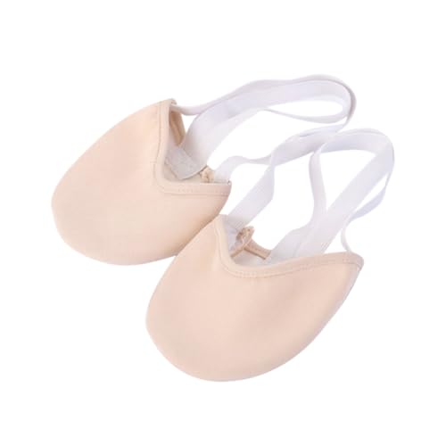 ifundom Tanzsocken aus gestrickter Baumwolle Hautfarbene Canvas Tanzschuhe mit elastischem Doppelband Halbsohle für Ballett Rhythmische Übungen Flexible Zehenbeweglichkeit von ifundom
