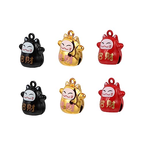 ifundom Teiliges Glückskatze Glocken Rote Schwarze und Goldene Katzenform Leichte DIY Schmuckanhänger Glocken für Armbänder und Haustierzubehör Langlebig und Glücksbringend von ifundom