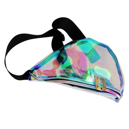 ifundom Transparente Damen Bauchtasche Hüfttasche Verstellbar mit Reißverschluss Modische Gürteltasche aus PU Material für Reisen Sport Strand Laufen und Radfahren Multifunktionaler von ifundom