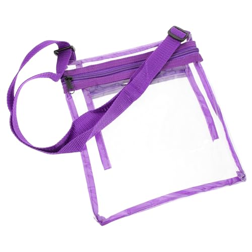 ifundom Transparente Kupplung Kosmetiktasche Cosmetic Bag schlüsselmäppchen klare Geldbörse Make-up-Tasche klar durchsichtiger Münzbeutel Klare Umhängetaschen für Damen PU-Leder Violett von ifundom