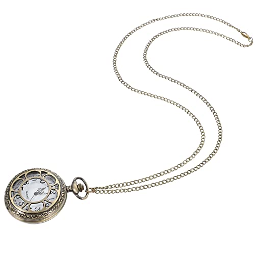 ifundom Vintage Anhänger Halskette Uhr Clamshell Mechanische Taschenuhr Quarz Taschenuhr Für Männer Frauen Retro Hängende Halskette von ifundom