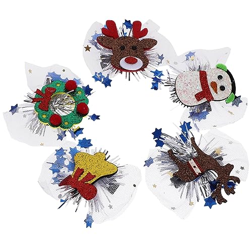 ifundom 5st Süße Weihnachtsdekoration Weihnachts-pailletten-haarspange Weihnachts-haarschmuck Weihnachts-haarspange Weihnachtsparty-haarspangen Mädchen Haarnadel Kind Gittergewebe von ifundom