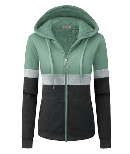 igeekwell Kapuzenpullover mit Fleece Damen Langarm Hoodie mit Zipper Classic Kapuzenjacke Warm SweatjackeGefüttertmit Kapuzen Pullover mit Reißverschluss Winterjacke(Grau-2XL) von igeekwell