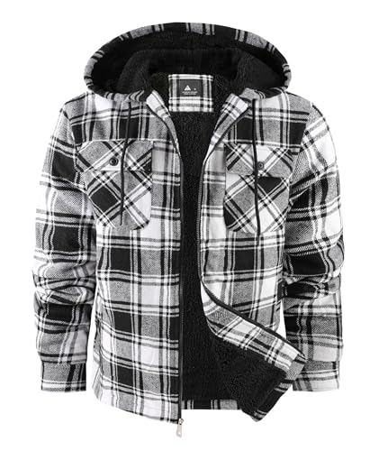 igeekwell Fleecejacke Herren Hemdjacke für Männer Winterjacke mit Kapuze Karierte Jacke für Winter Flanellhemd mit FleeceFutter & Reißverschluss Holzfällerjacke Thermojacke für Outdoor von igeekwell